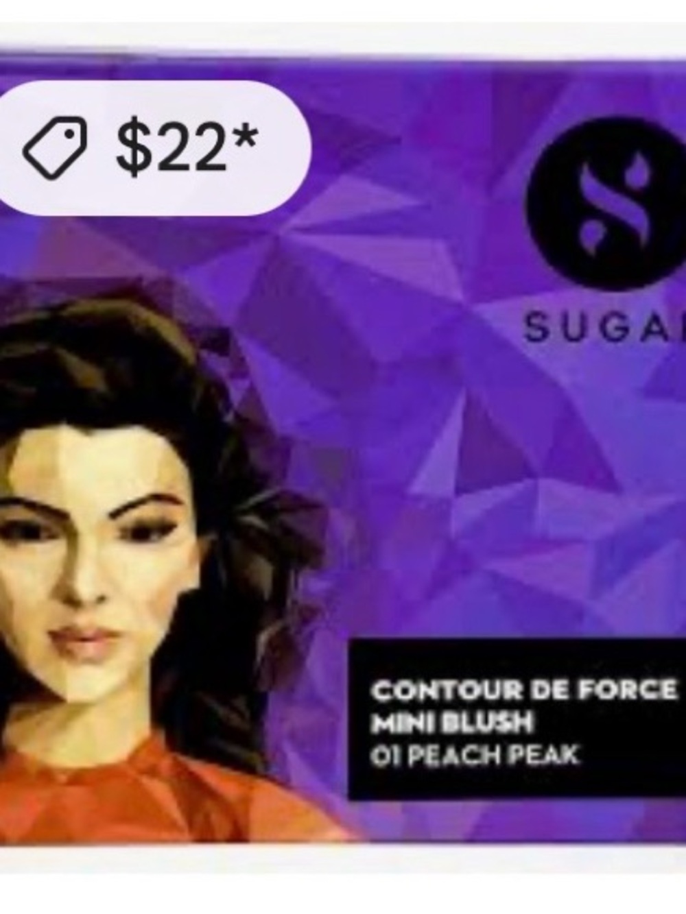 Sugar Contour De Force Mini Blush - Peach Pink & Purple Packaging